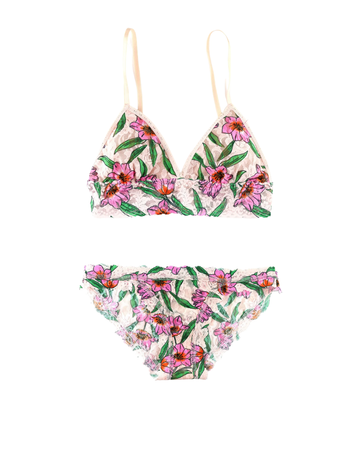 Hanky Panky PR487004 + PR482102 Floral Printed Bralette & Panty Set myselflingerie.com